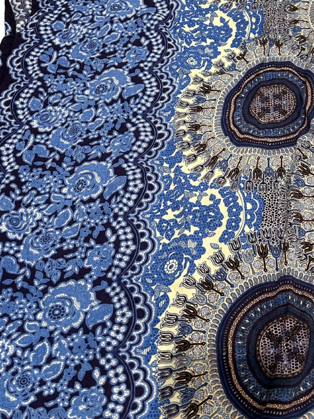 Lotus and Luna Floral Mandala Kimono | Blue/White | O/S | Handmade in Thailand - Picture 3 of 3